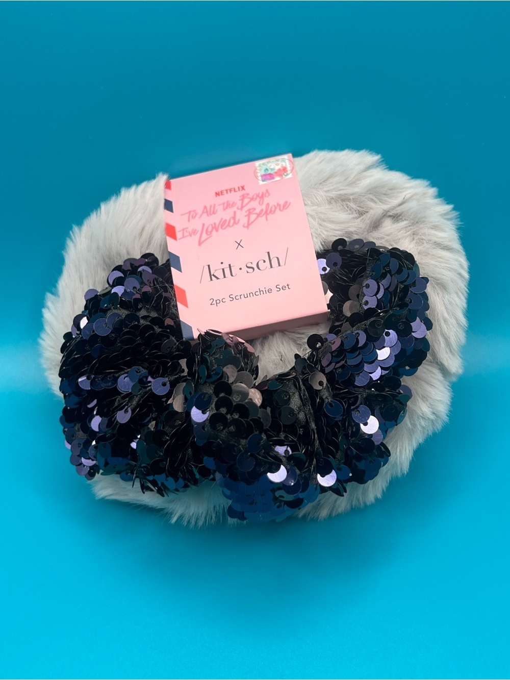 Netflix x Kitsch to all the boys I’ve loved before blue 2pc scrunchie set- new